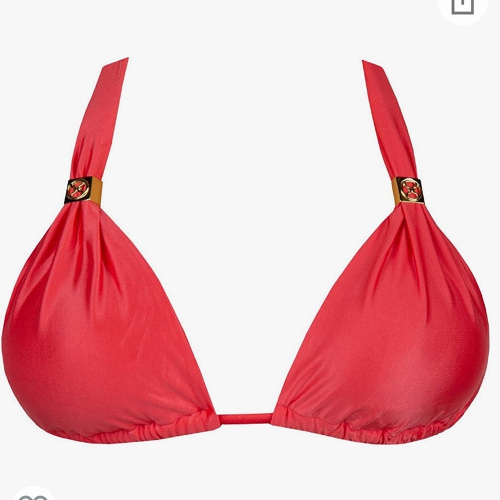 ViX Swimwear Solid Coral Red Bia Tube Bikini Halter Top - Small
